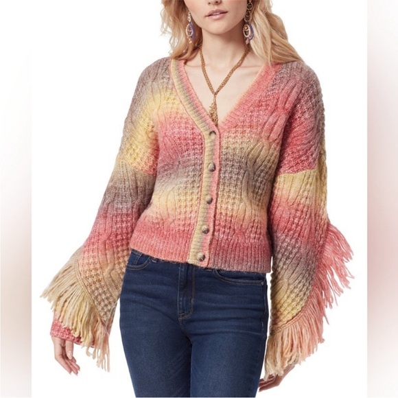 Sam Edelman Sweaters - Sam Edelman Vibrant Fringe Cardigan Sweater bell sleeve wool size M
